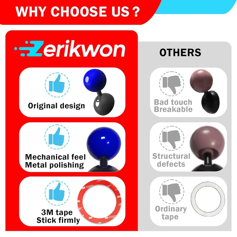 Zerikwon 3M Push Start Joystick, Metal Accessory Cover with Engine Stop Button, Cool Car Interior Decor in Blue - Image 4